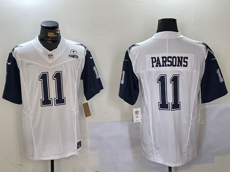 Men Dallas Cowboys #11 Parsons White 2024 Nike Three generations Vapor Limited NFL Jersey style 3